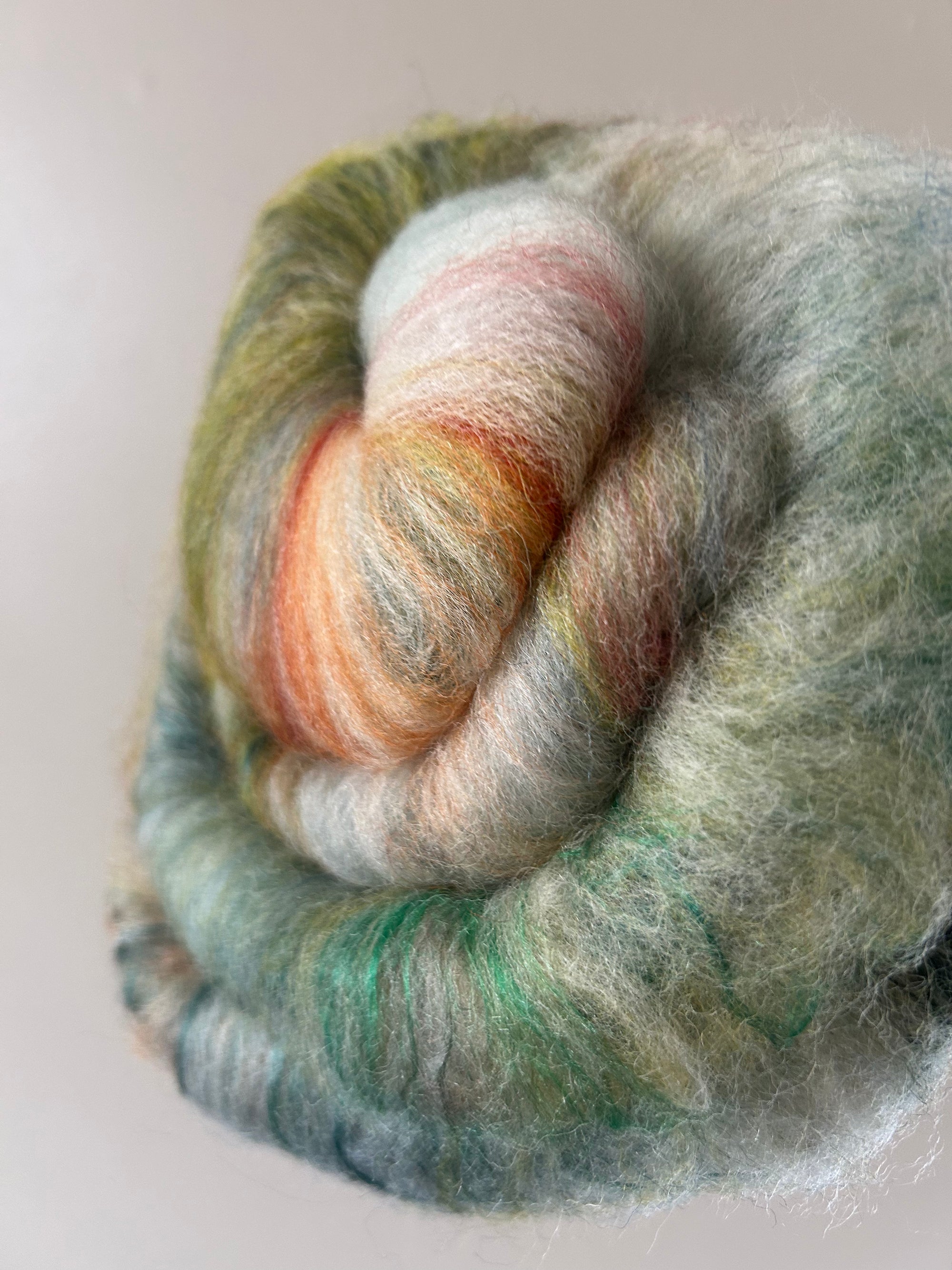 Hand Dyed/Carded Batt - Corriedale Silk (Duck)