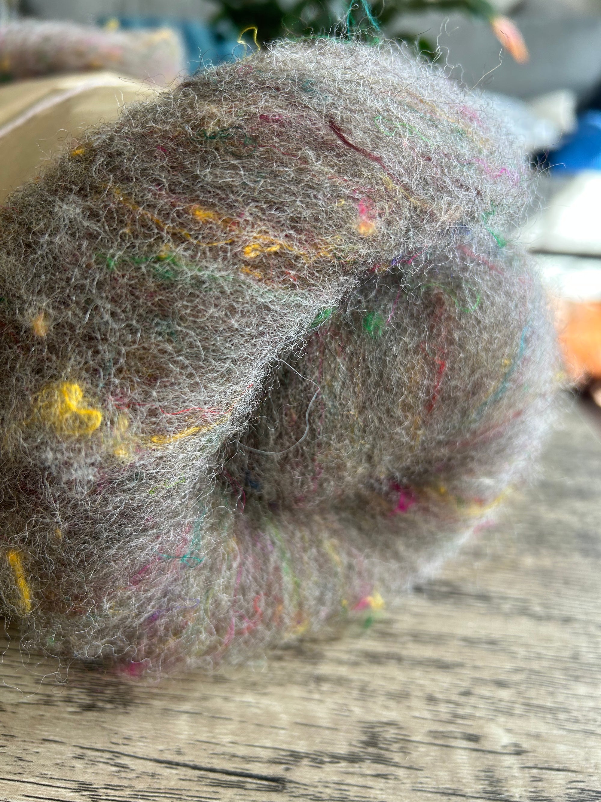 Hand Carded Batt - Romney/Charollais x with Sari Silk