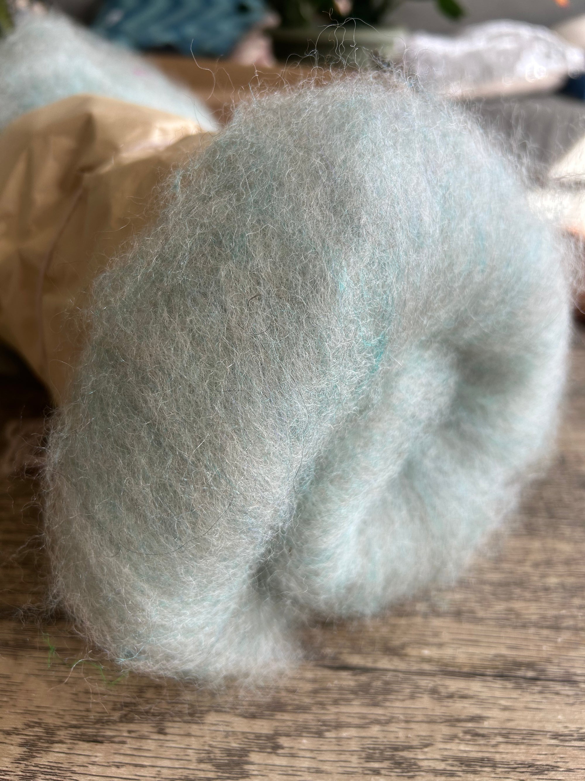 Hand Carded Batt - CVM/Border Leicester x + Llama + Tussah Silk
