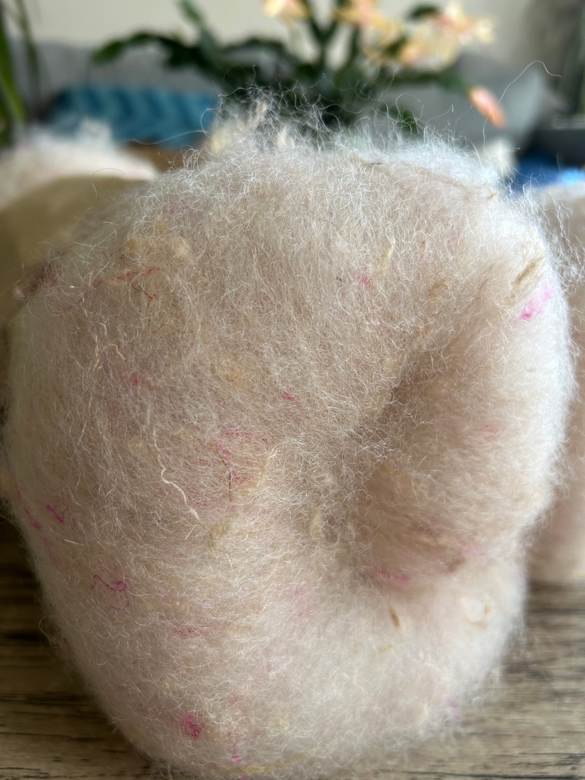 Hand Carded Batt - CVM/Border Leicester X + Sari Silk