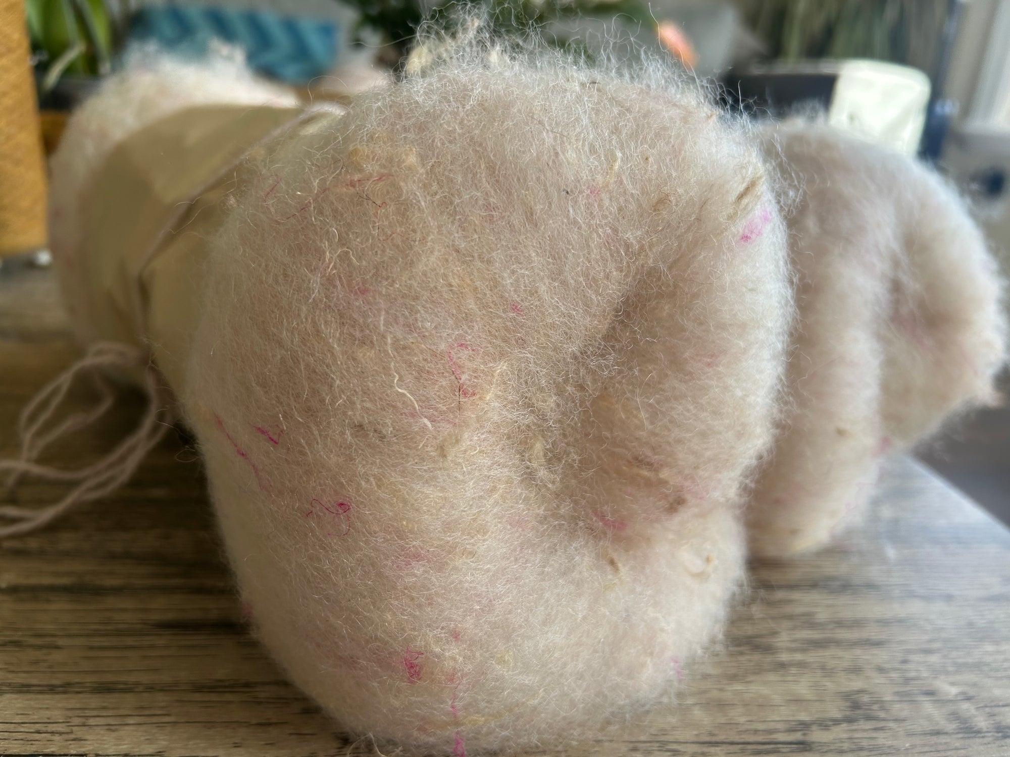 Hand Carded Batt - CVM/Border Leicester X + Sari Silk
